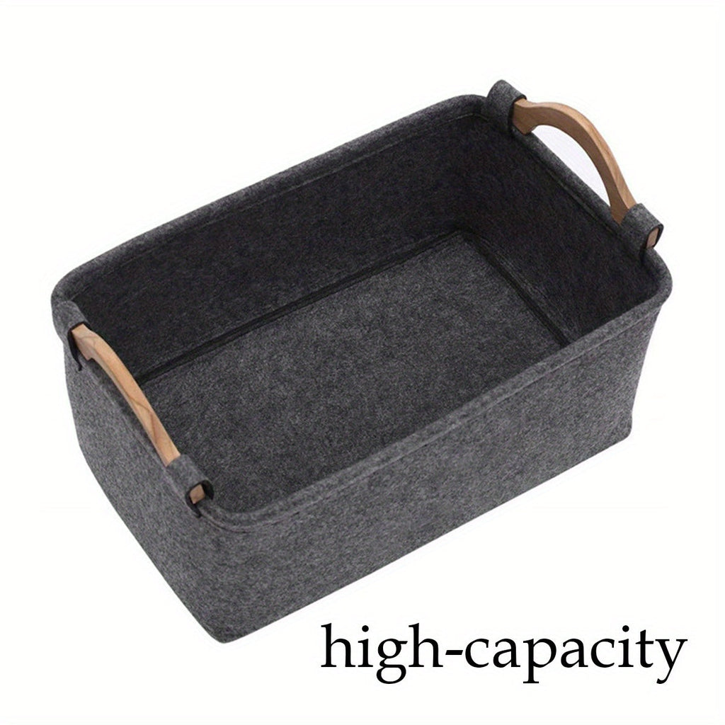 Foldable Pet Toy Storage Basket with Wooden Handles – Personalized Multifunctional Dog Toy & Clothing Organizer Box with Removable Washable Lining, Must-Have Pet Supply Storage for Home, Bedroom & Living Room