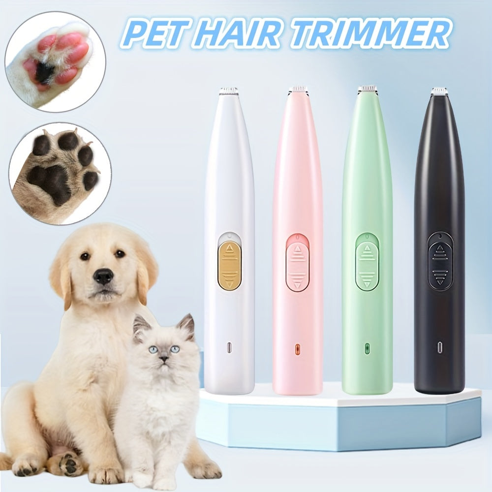 Professional Pet Paw Pad Hair Trimmer USB Rechargeable - Electric Grooming Clipper for Dog & Cat Paw Hair Removal, Precision Between-Toes Trimmer for Clean Paw Pads, Cordless & Quiet, 4 Colors
