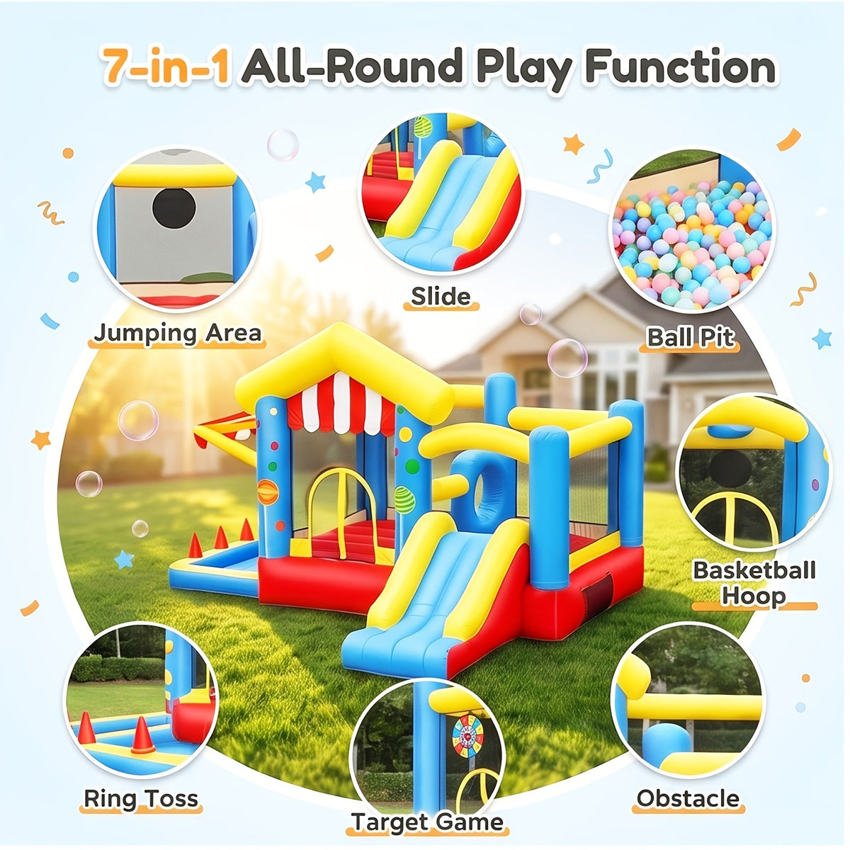 Multifunctional Inflatable Pool with Trampoline – Large Family Water Play Center for Multiple People, Indoor & Outdoor Use, Perfect for Home Backyard Parties, Kids & Adults Birthday Fun