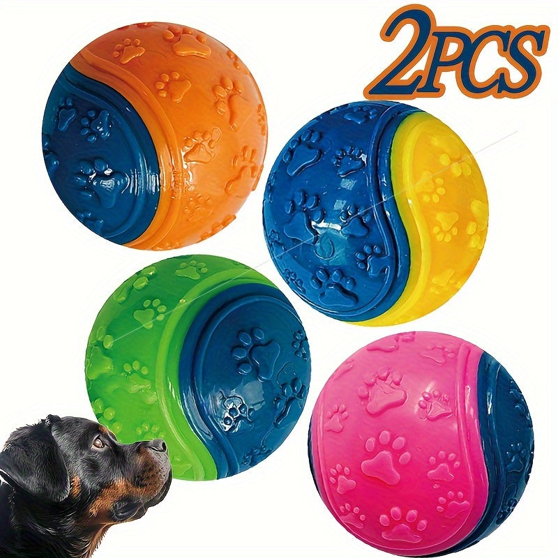 Squeaky Dog Balls 2-Pack - Soft TPR Rubber Chew Toys for Dental Health & Training, Durable Interactive Dog Toy for All Breeds, Fetch & Play Squeaker Ball Set for Puppies and Adult Dogs