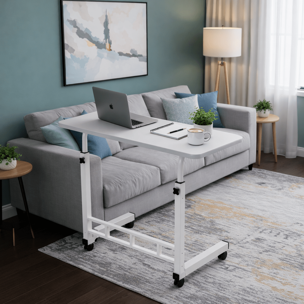 Height Adjustable Mobile Laptop Table with Wheels Rolling Bedside Computer Desk for Bed and Sofa Side Table for Bedroom Dorm Room Small Spaces Available in 8 Colors