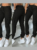 Women's High Waist Cargo Joggers Ankle Pants with Drawstring Pockets Slim Fit Casual Trousers Spring Autumn Black Khaki Grey XS-XL