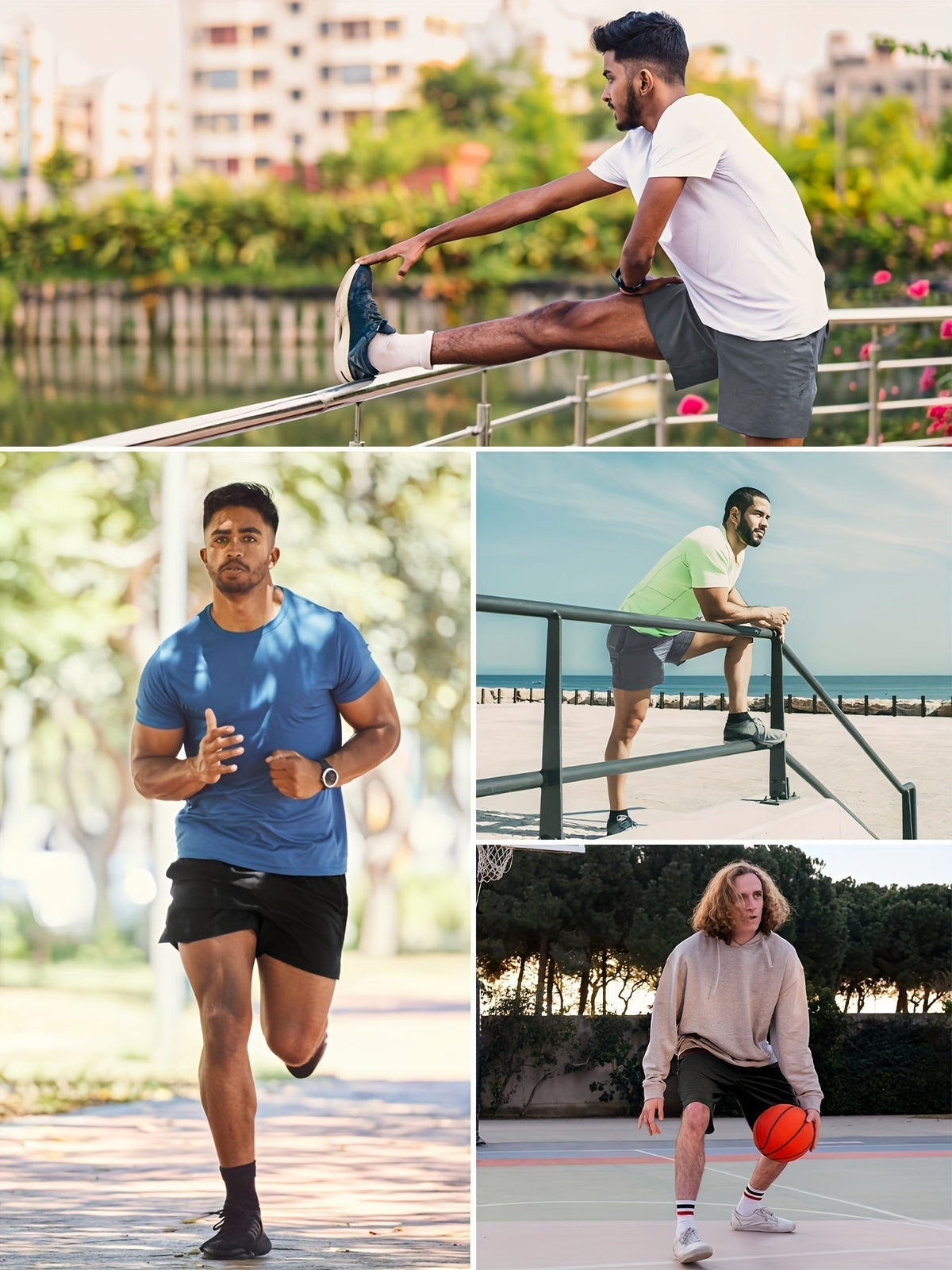 Men's Athletic Shorts 5-Pack – Quick-Dry Gym Workout & Basketball Shorts with Stretch Waistband & Side Zip Pocket, Lightweight Activewear for Running, Hiking & Casual Wear