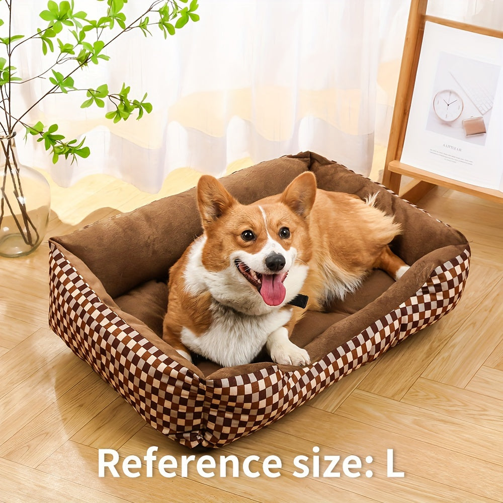 Cozy Plaid Dog Bed for Small Medium Large Dogs - Ultra-Soft Polyester Plush Pet Mat, No Assembly Required Ready to Use, Stylish All-Season Indoor Flat Dog Bed Lounger for All Breeds