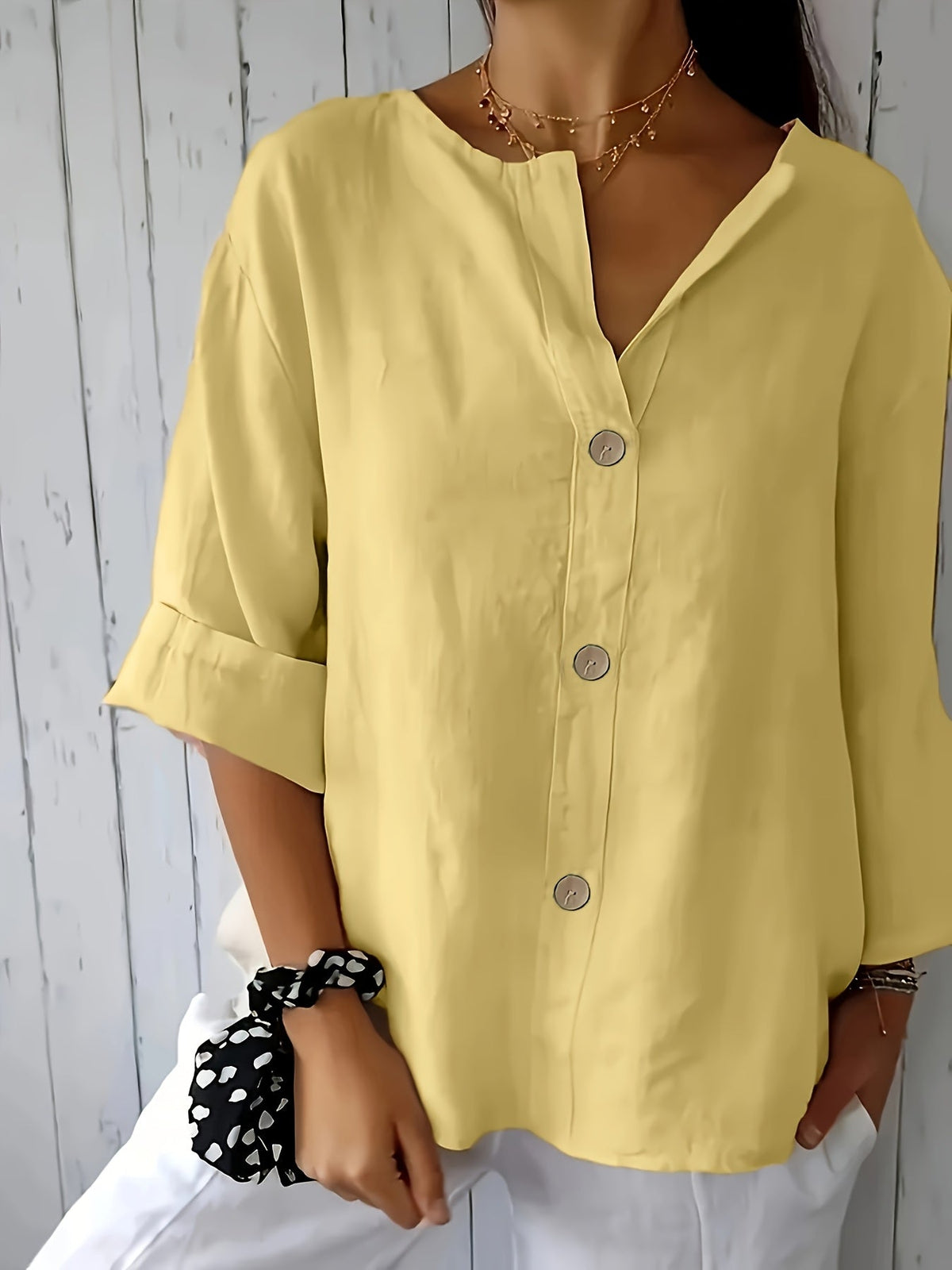 Women's Casual Loose Pullover Shirt - Relaxed Fit Vacation Top with Decorative Button Detail, Lightweight Breathable Fabric for Summer Travel, Beach & Everyday Wear | Multiple Colors S-XXL