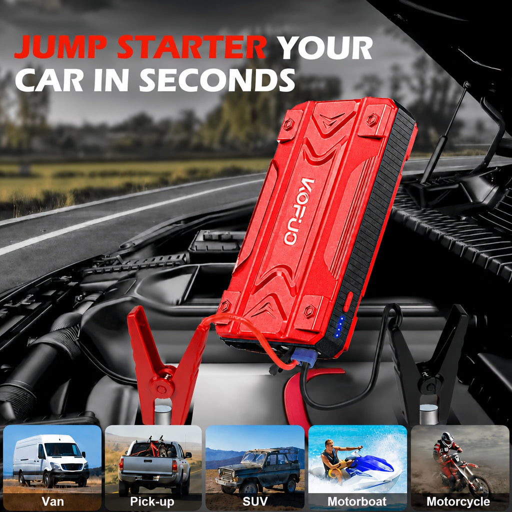 Portable Car Jump Starter with Air Compressor 20000A Peak 7-in-1 Battery Booster Pack with 150PSI Tire Inflator, Power Bank, LED Light & LCD Display – 12V Emergency Roadside Kit for Car SUV Truck