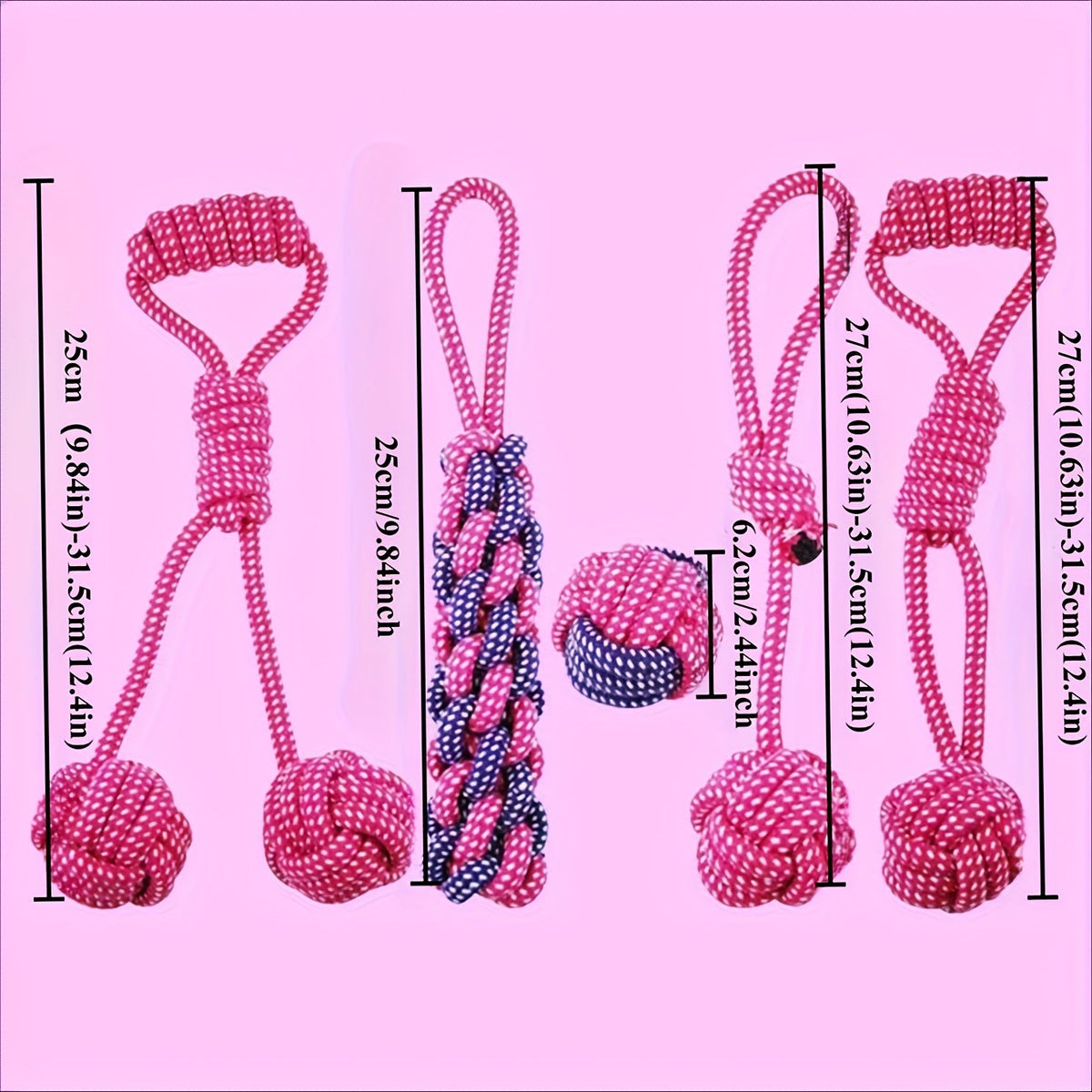 Dog Rope Toys for Aggressive Chewers - 3 Pack Purple Knot Tug Toys for Large Medium Small Dogs, Interactive Chew & Teeth Cleaning Rope Set, Durable Cotton Braided Dog Toys for Training & Play