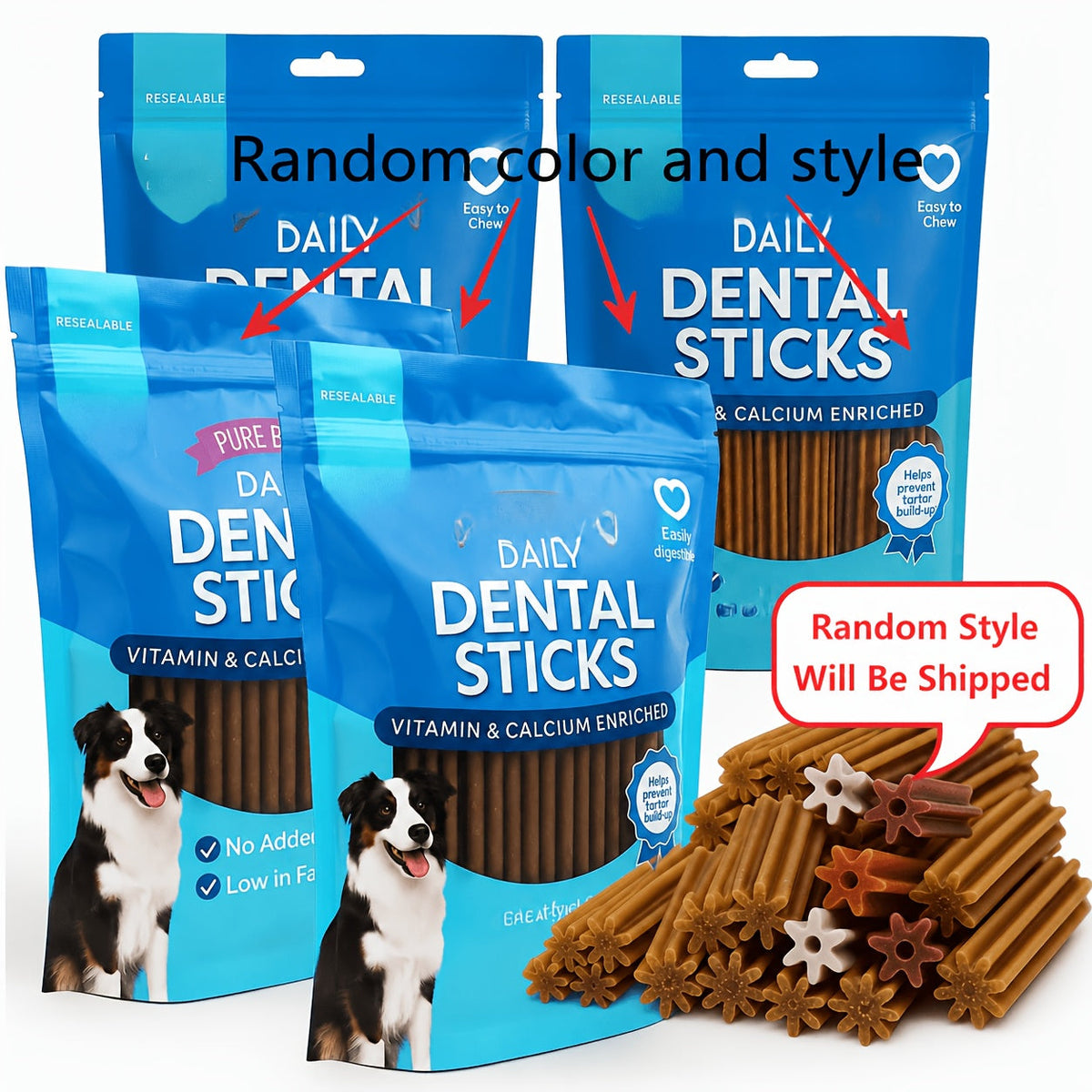 Dog Chewing & Teeth Cleaning Stick Toys 20 Pack - Daily Dental Care Chew Sticks for Small Medium & Large Dog Breeds, Variety Styles Random Mix, Ideal Birthday & Holiday Gift Set