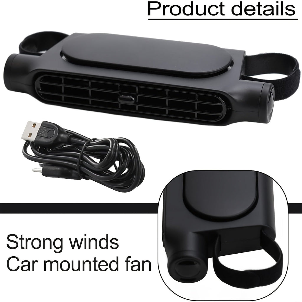 Bladeless USB Car Fan 3-Speed Quiet Cooling – Plug-and-Play Seat Fan with USB Cable, Stay Cool in Traffic, Universal Fit All Car Models, White & Black