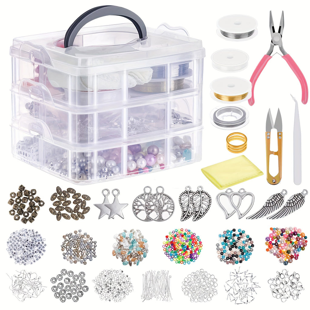2456 Pcs Jewelry Making Kit for Beginners, DIY Bead Bracelet & Necklace Craft Set with Metal Accessories, Tassels & Tools, Stylish Handmade Jewelry Kit – Perfect Gift for Girls, Teens & Adults