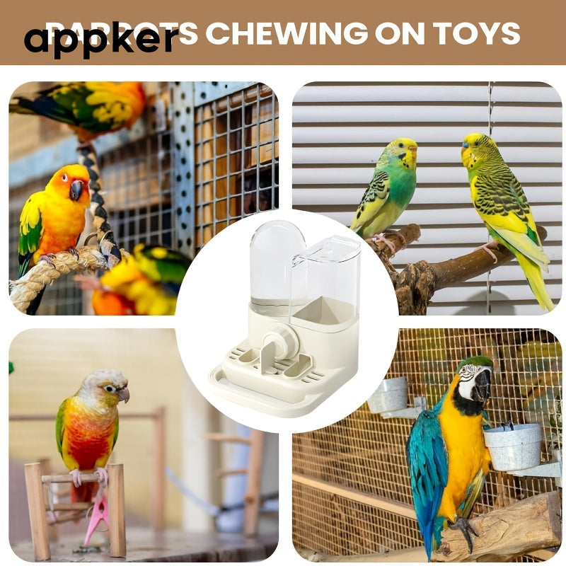 2-in-1 Hanging Bird Feeder and Waterer with Perching Rack - Multi-Function Bird Food & Water Container for Indoor Cage Birds, No Power Required, Pet Bird Keeping Accessory for Parakeets & Small Birds