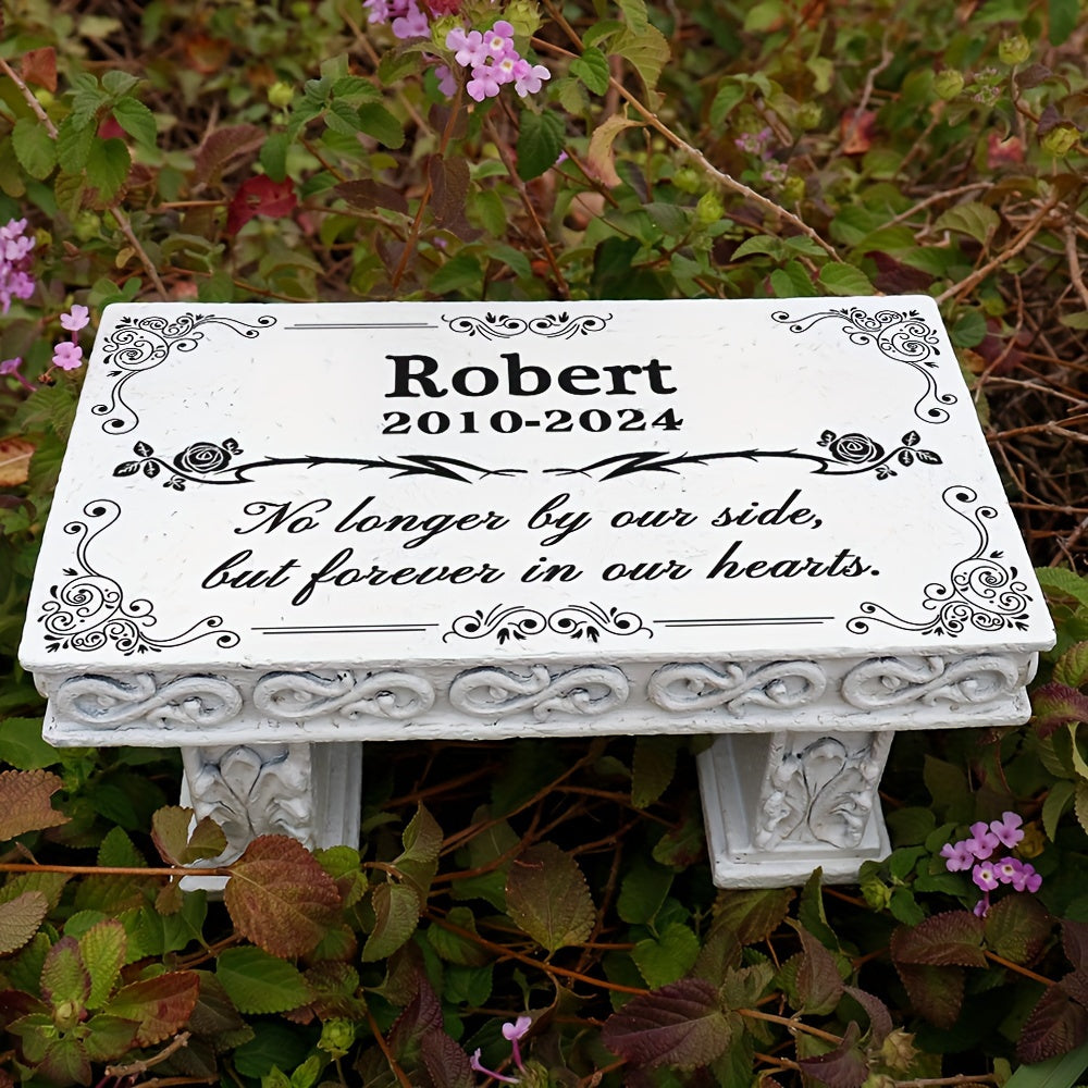 Personalized Memorial Garden Stone – Outdoor Bench Plaque for Humans, Dogs & Cats, Sympathy Gift for Loss of Loved One or Pet, Decorative Garden Memorial Marker