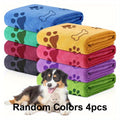 Quick-Dry Pet Towels 4 Pack - Soft Absorbent Polyester Dog Towels with Paw Print Design for Bathing and Drying Dogs and Cats, Assorted Colors for Small and Medium Pets