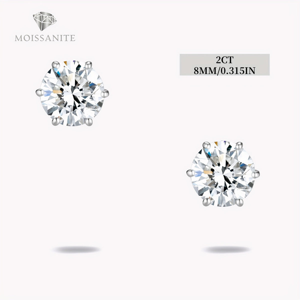 Moissanite Stud Earrings D Color VVS Brilliant Round Cut S925 Sterling Silver – 1CT to 10CT Options, Velvet Pouch & Polishing Cloth Included, Perfect Birthday, Christmas & Valentine’s Day Gift (4.25g)