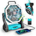 Rechargeable Portable Camping Fan with LED Light & Hanging Rope - 4-Speed USB Battery Powered Tent Fan for Outdoor Travel Indoor Home