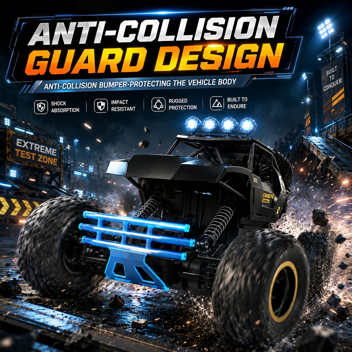 4DRC 1:12 Scale Remote Control Truck 2.4GHz Off-Road RC Car for Kids Adults – Alloy Body, LED Lights, 7.4V Rechargeable Battery, Independent Shock Absorbers, All-Terrain Climbing Vehicle, Best Birthday Christmas Gift