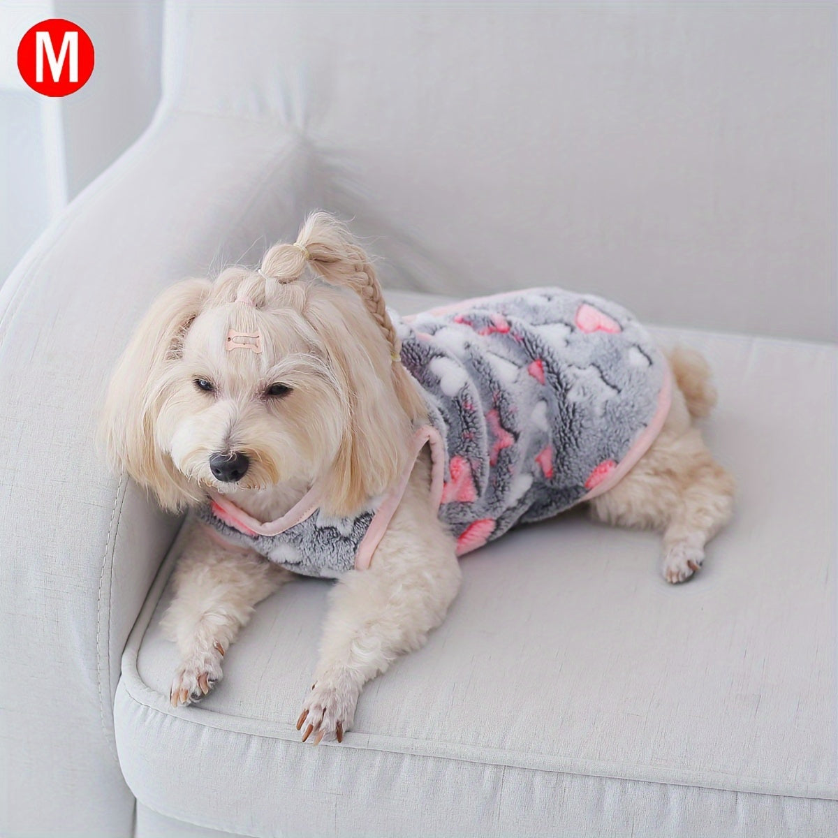 Star Moon Coral Fleece Pet Vest for Cats & Dogs - Cute Open-Back Warm Coat for Small to Medium Pets, Soft Indoor Outdoor Autumn Winter Dog Cat Sweater Apparel