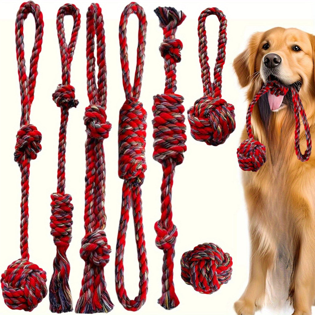7-Piece Dog Rope Knot Chew Toy Set – Durable Interactive Tug & Teeth Cleaning Rope Toys for Small, Medium & Large Dogs, Indoor & Outdoor Training Play Set for Puppies and Adult Dogs