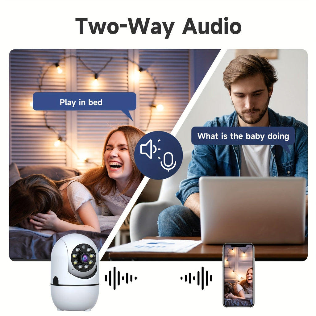 2-Pack Indoor Security Camera 355° Rotation – 2.4G/5G WiFi, Motion Detection, Full-Color Night Vision, Two-Way Audio, Cloud & 256GB TF Card Storage, Alexa Compatible, Baby & Pet Monitor for Home