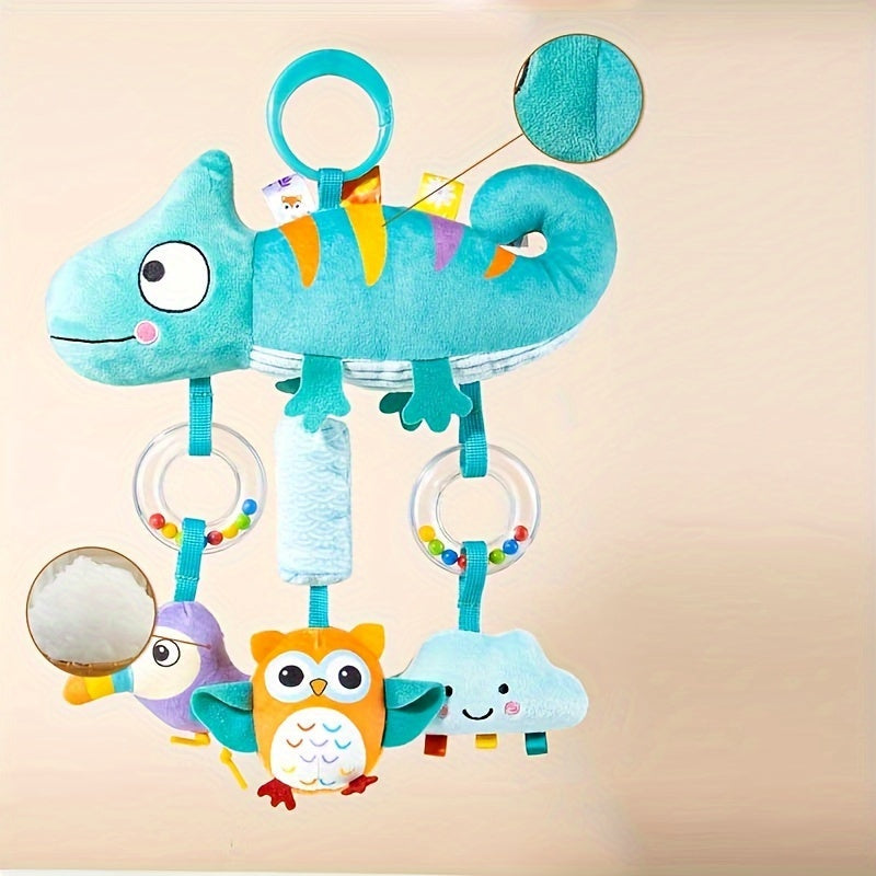 Soft Cartoon Animal Hanging Rattle Toy for Baby Crinkle Squeaky Sensory Wind Chime Pendant for Car Seat Stroller Crib Infant Newborn Baby Shower Birthday Halloween Christmas Gift – Lizard & Sloth