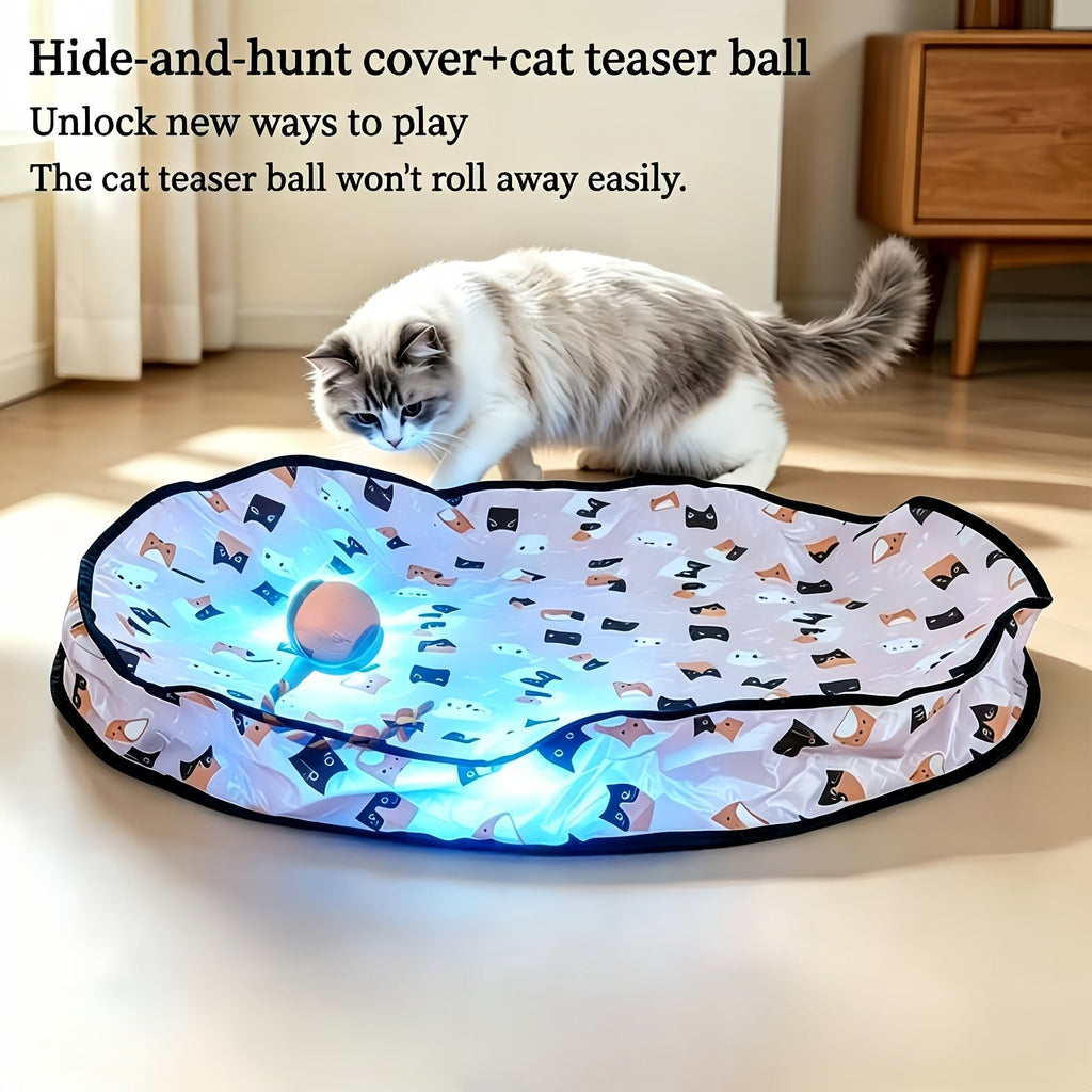 Electric Cat Teaser Ball with Hunting Cover - Smart Self-Entertaining Interactive Cat Toy, Scratch & Bite Resistant Hideaway Ball, Lightweight Quiet Auto-Moving Toy for Cats & Dogs, Great Pet Gift