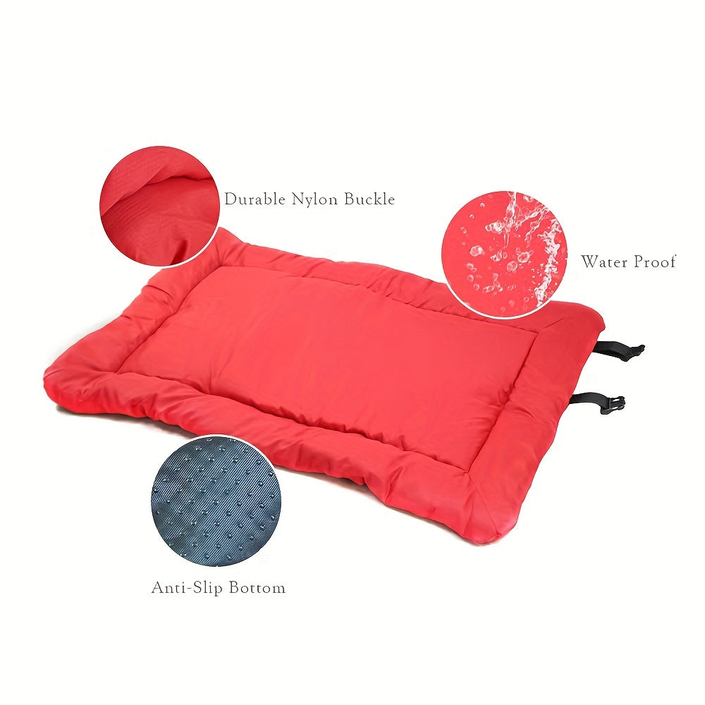 Portable Camping Dog Bed for Small Medium Large Dogs – Moisture-Resistant Thick Foldable Outdoor Pet Mat with Carry Handles, Durable Polyester Travel Dog Bed for Camping Hiking Home Use