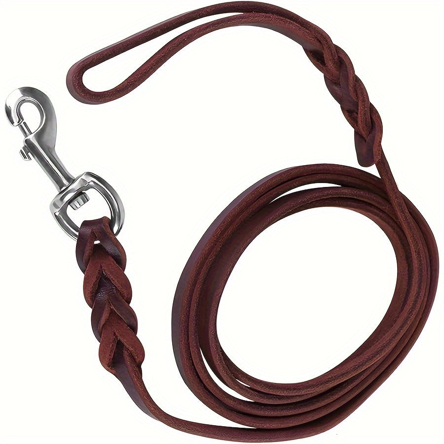 Leather Dog Training Leash Durable Cowhide Dog Running Walking Leash with Adjustable Slip Lead and Lobster Buckle for Running Hiking Training 47 71 83 Inch