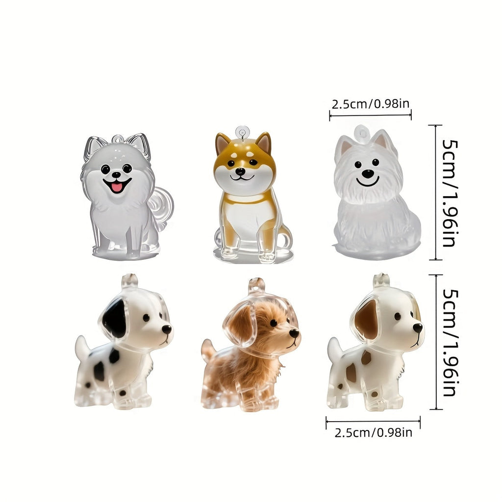 Pet Fur Keepsake Storage Box Set of 6 – Transparent Dog & Cat Hair Collection Cases with Whimsical Embellished Design, Decorative Hair Organizer & Memorial Keepsake Gift for Pet Owners