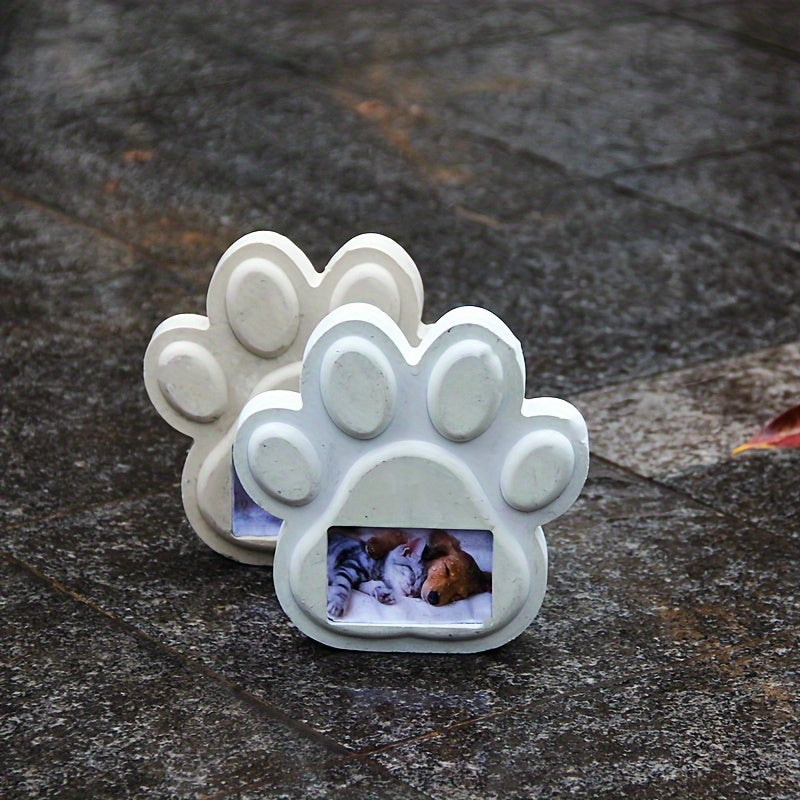 Pet Memorial Stone Mold Kit – Large Dog Paw Print & Photo Frame Plaster Mold for Garden Backyard Tombstone, DIY Pet Grave Marker & Memorial Ornament for Dogs & Cats
