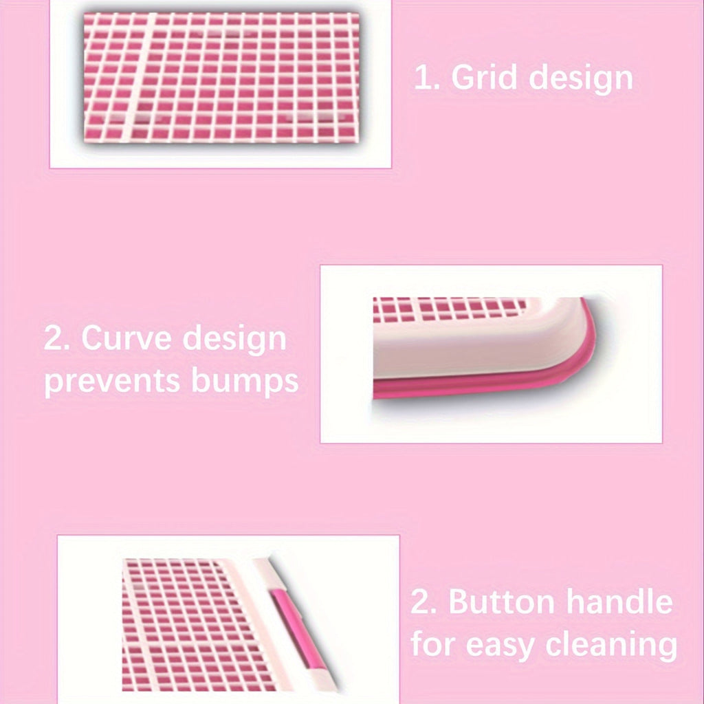 Small Dog Indoor Toilet with Hollow Anti-Step Grid – Clean Easy-Drain Litter Box Potty Tray for Small Breed Dogs, Puppies & Teddy Dogs, Indoor Pet Bathroom Training Solution