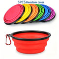 Foldable Pet Travel Bowls 5-Pack – Portable Collapsible Dog & Cat Food Water Bowls with Hanging Hook & Easy-Grip Handle for Camping, Hiking & Home Use, Random Colors