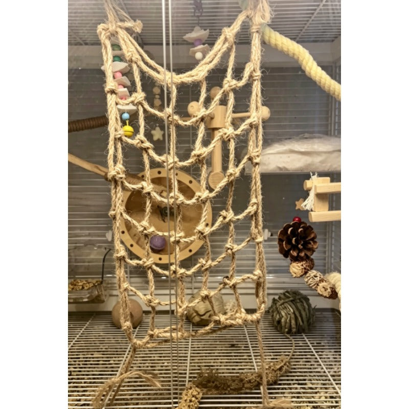 Parrot Rope Climbing Net 2-Pack – Bird Cage Hanging Crawl Net Swing for Parrots, Parakeets & Small Birds, Puzzle Training Toy for Mental Enrichment & Exercise