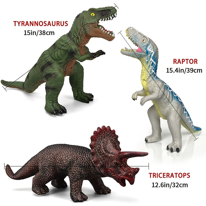 Realistic Soft Rubber Dinosaur Toy Figures for Kids - Choose Tyrannosaurus Rex, Triceratops, Pterodactyl, Brachiosaurus, Acanthosaurus or Combo, Durable Dino Playset for Boys and Girls, Birthday Christmas Gift