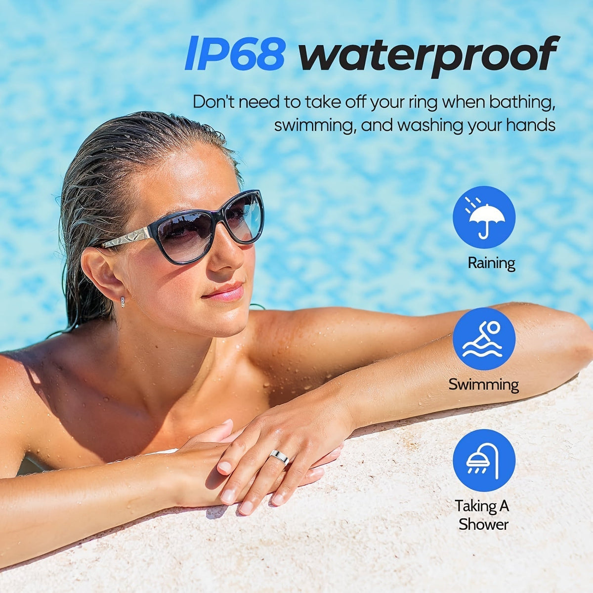 Smart Ring for Women & Men – IP68 Waterproof Fitness Tracker with Sleep Tracking, Step Counter, Exercise Monitoring & Camera Control, Lightweight Health Ring Compatible with iPhone & Android