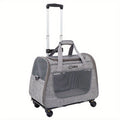 2-in-1 Rolling Pet Carrier with Wheels - Trolley Cat Carrier Backpack for Travel, Detachable Wheeled Cat Bag for Cats and Small Dogs, Airline-Friendly Pet Luggage Carrier, Light Grey & Light Pink