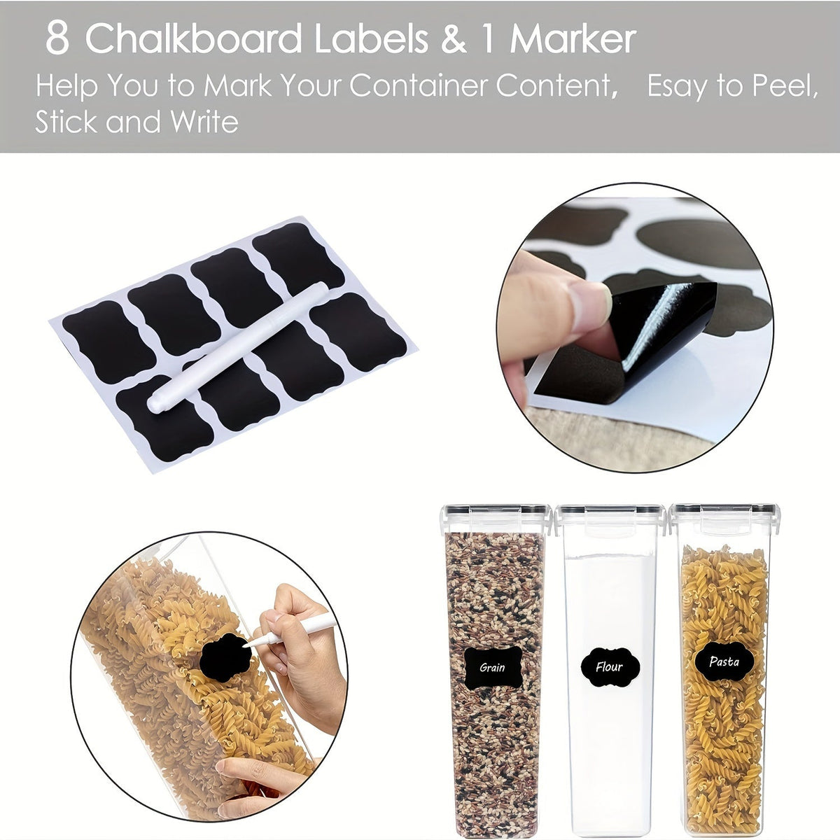 Airtight Pet Food Storage Containers 6-Pack – 2.4L/81oz BPA-Free Plastic Dog & Cat Food Storage Bins with Lids, Reusable Labels & Marker Pen Included, Pantry & Kitchen Organizer Set, Black