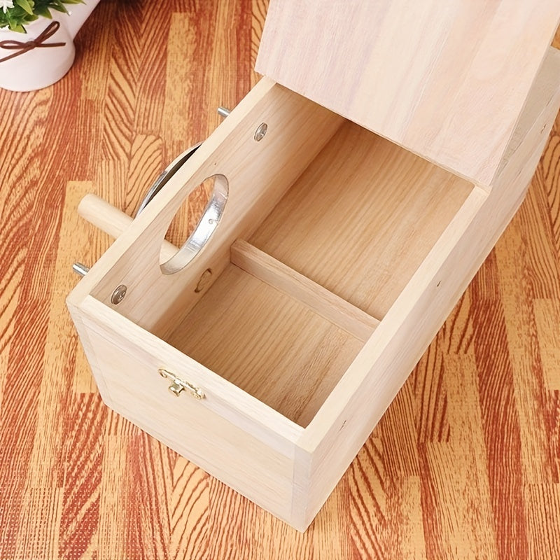 Wood Bird Nesting Box for Parakeets Budgies & Cockatiels Natural Wooden Breeding Box Cozy Bird Cage Accessory – Safe Nesting Habitat for Small Pet Birds