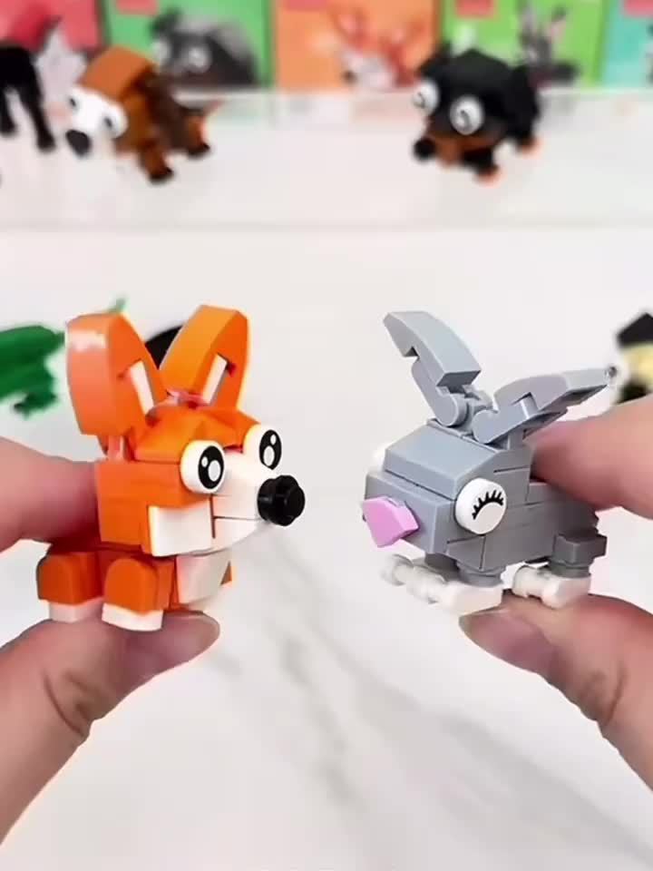 10pcs Cute Animal Building Block Set for Kids - Mini Puppy Rabbit Duck Piglet Figure Building Blocks, Creative Educational Animal Toy for Toddlers, Christmas Birthday Gift Box for Boys Girls Ages 3+