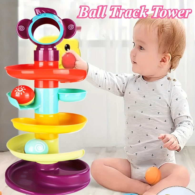 Colorful Spiral Rolling Ball Tower Track and Stack Toy Set for Toddlers Early Learning Color Recognition Fine Motor Skills Sensory Play Indoor Activity Birthday Christmas Holiday Gift for Boys Girls