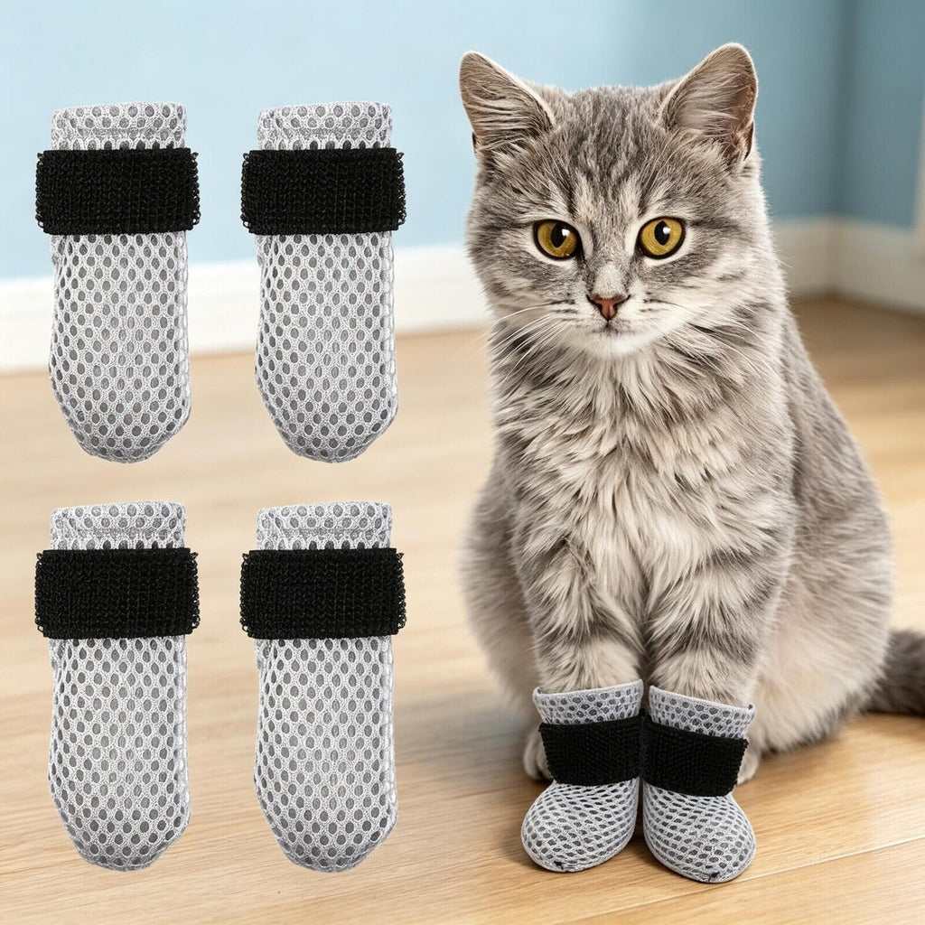 8-Pack Anti-Scratch Pet Boots for Cats & Dogs, Breathable Mesh Non-Slip Paw Covers with Elastic Straps, Adjustable Pet Socks for Nail Trimming, Bathing, Grooming & Furniture Scratch Protection