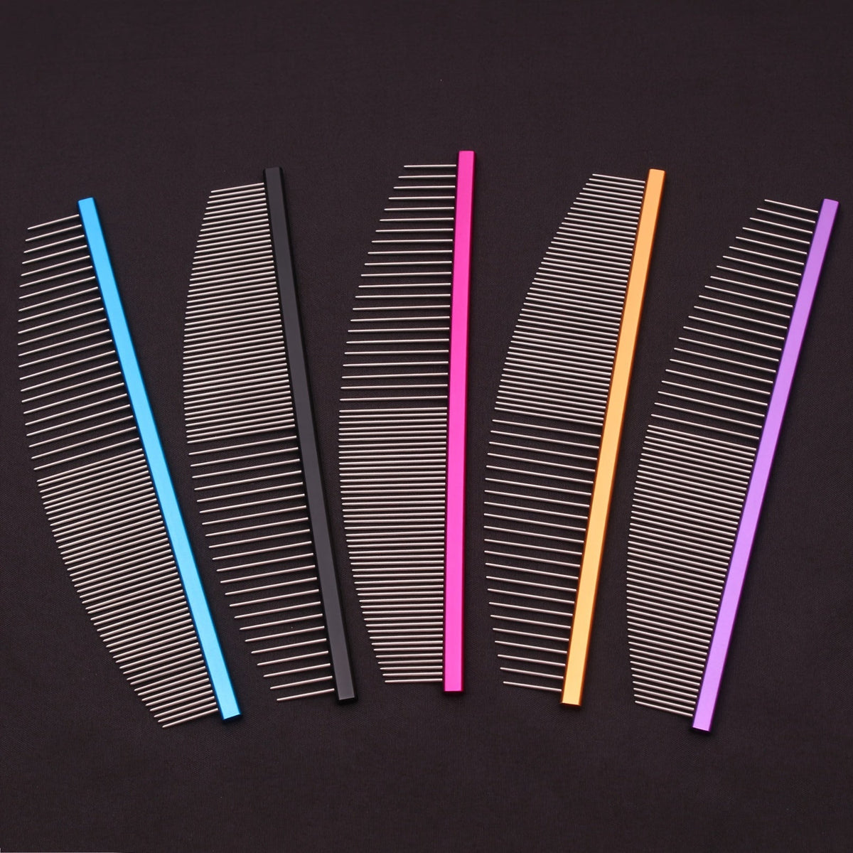 Pet Hair Removal Comb Metal Grooming Brush for Dogs & Cats - Aluminum Handle Deshedding Comb for Loose Floating Fur, Durable Anti-Static Pet Detangling Comb for Long & Short Coats, Crescent Design