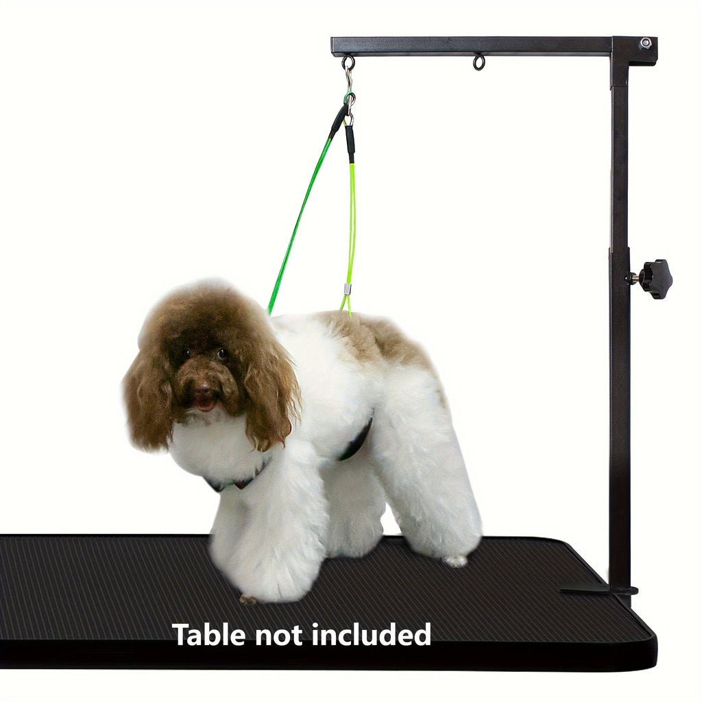 Dog Grooming Arm with Clamp Adjustable Foldable - 2-in-1 Haunch Holder & Loop Noose for Grooming Table, Height 20-33 Inches, Portable Pet Grooming Restraint Arm for Small Dogs & Puppies, Table Not Included