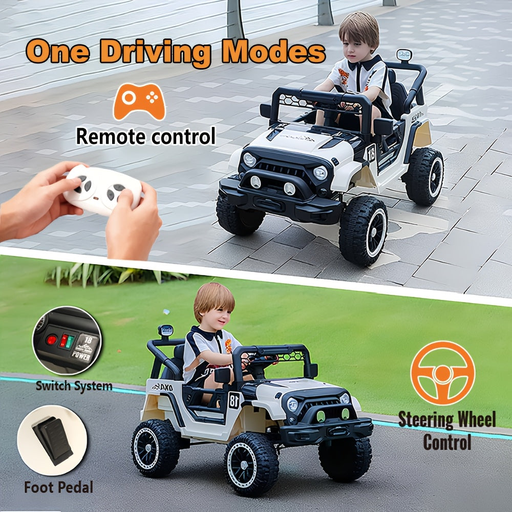 12V Kids Ride-On Car with Parent Remote Control – Battery Powered Electric Vehicle with Spring Suspension, LED Lights, Music Player, Seat Belt, for Boys & Girls Ages 3-8