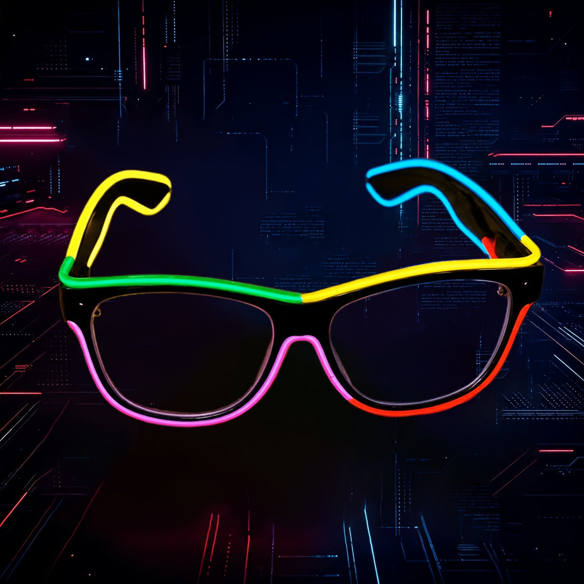 Colorful LED Light Up Glasses Fluorescent Neon Party Glasses Multi-Color Luminous for Halloween Christmas EDM Rave Festival Cosplay Carnival Party