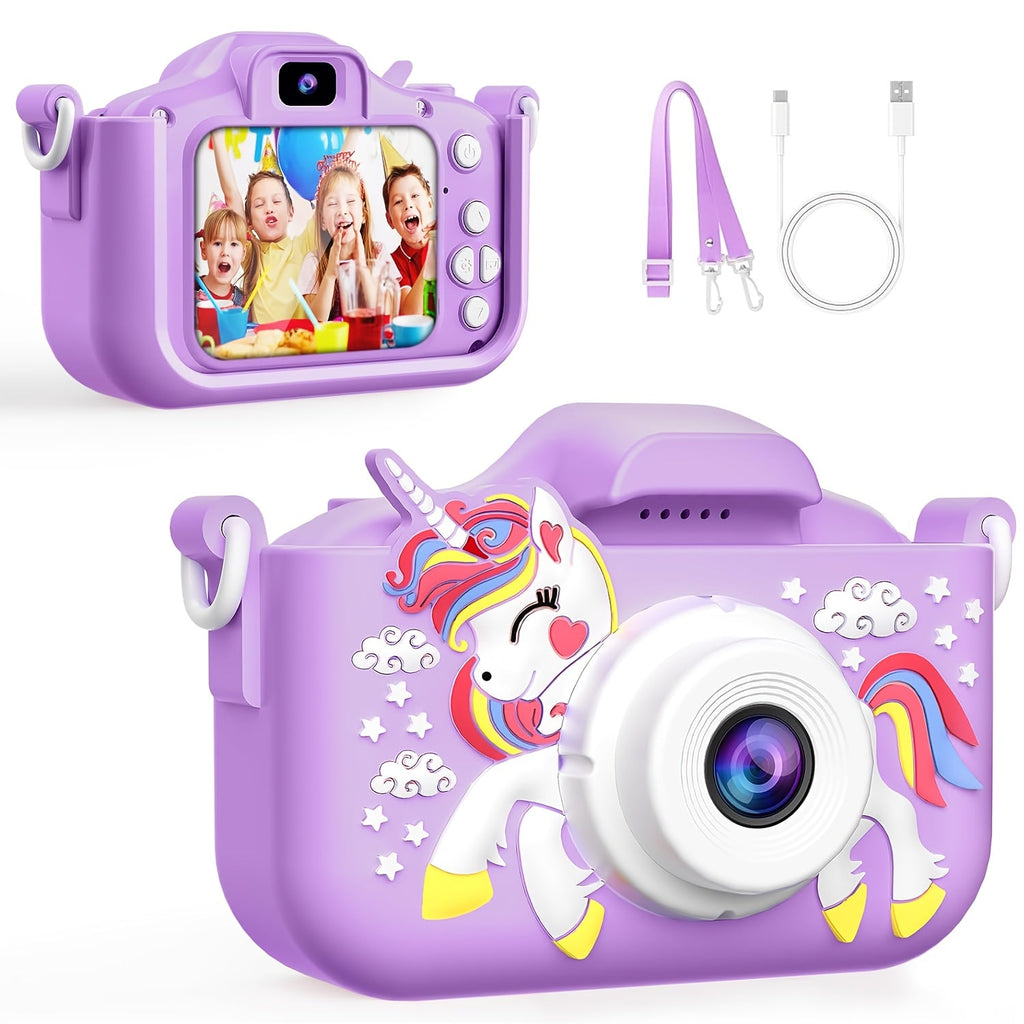 Kids Camera 1080P HD 48MP Digital Camera for Children with Video Recording, 5 Built-In Games, Selfie Cam - Toddler Camera for Boys and Girls Ages 3-12, Birthday Christmas Halloween Gift (Pink or Blue)