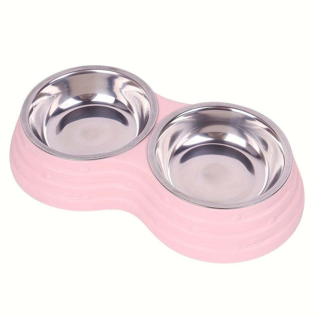 Stainless Steel Double Pet Bowl - Food & Water Dual Bowl Set for Small Medium Large Dogs & Cats, Durable Non-Rust Cat & Dog Food Bowl