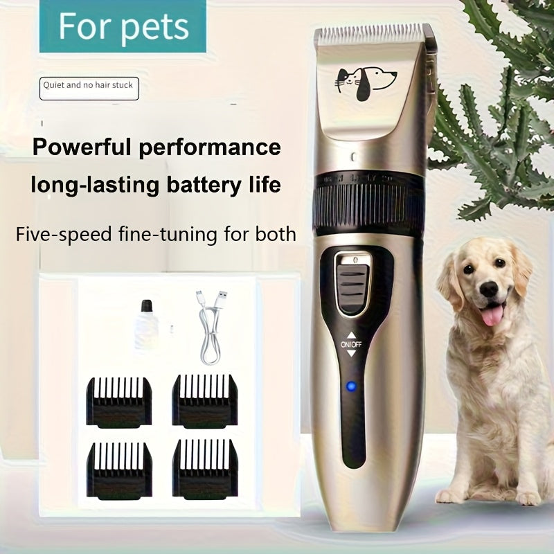 Professional High-Power Pet Grooming Clipper Heavy-Duty Electric Dog Cat Hair Trimmer for Large Breeds Teddy Poodle Salon Use Low Noise Corded Clipper Golden
