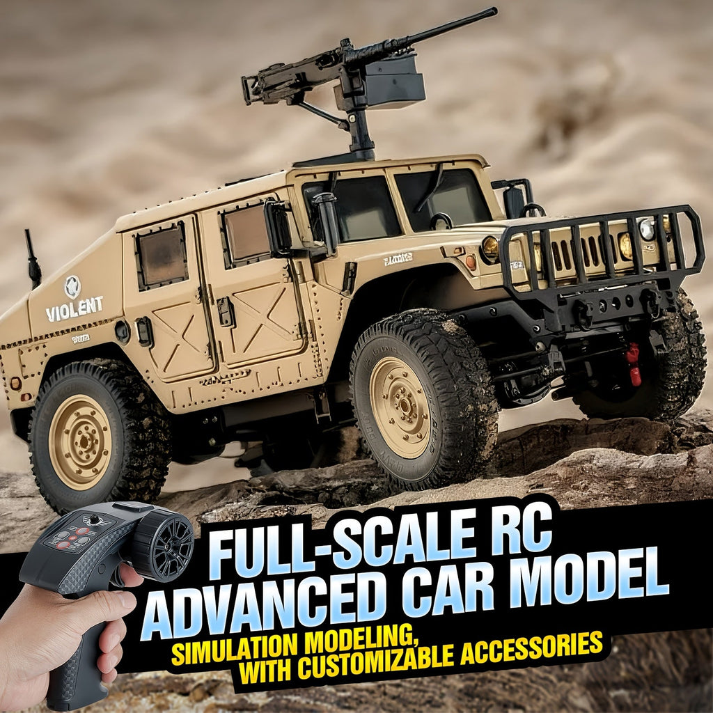 C8835 Full-Scale RC Military Off-Road Vehicle for Adults - Full-Proportion Transmission, Variable Speed, Climbing, Multi-Mode LED Lighting, 5 Openable Doors, Optional Machine Gun & Winch Accessories