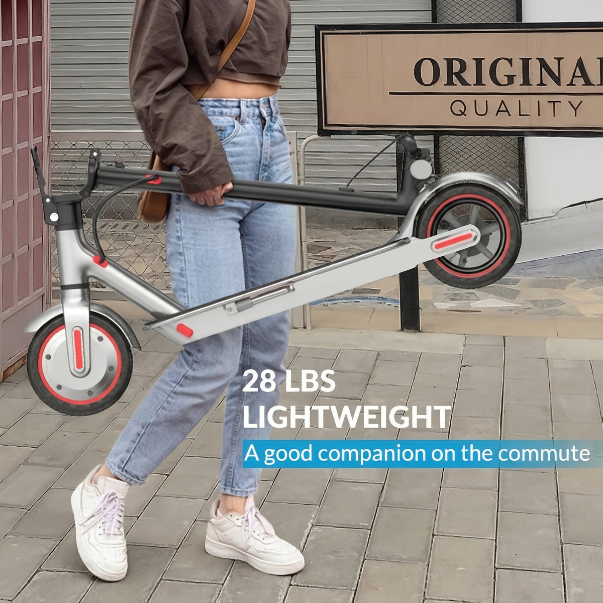 Electric Scooter for Adults 350W Motor - 19 MPH Top Speed, 21-Mile Range, 8.5" Solid Tires, Foldable Commuter E-Scooter with App Control, Dual Brake System & LED Lights | Portable Folding Design