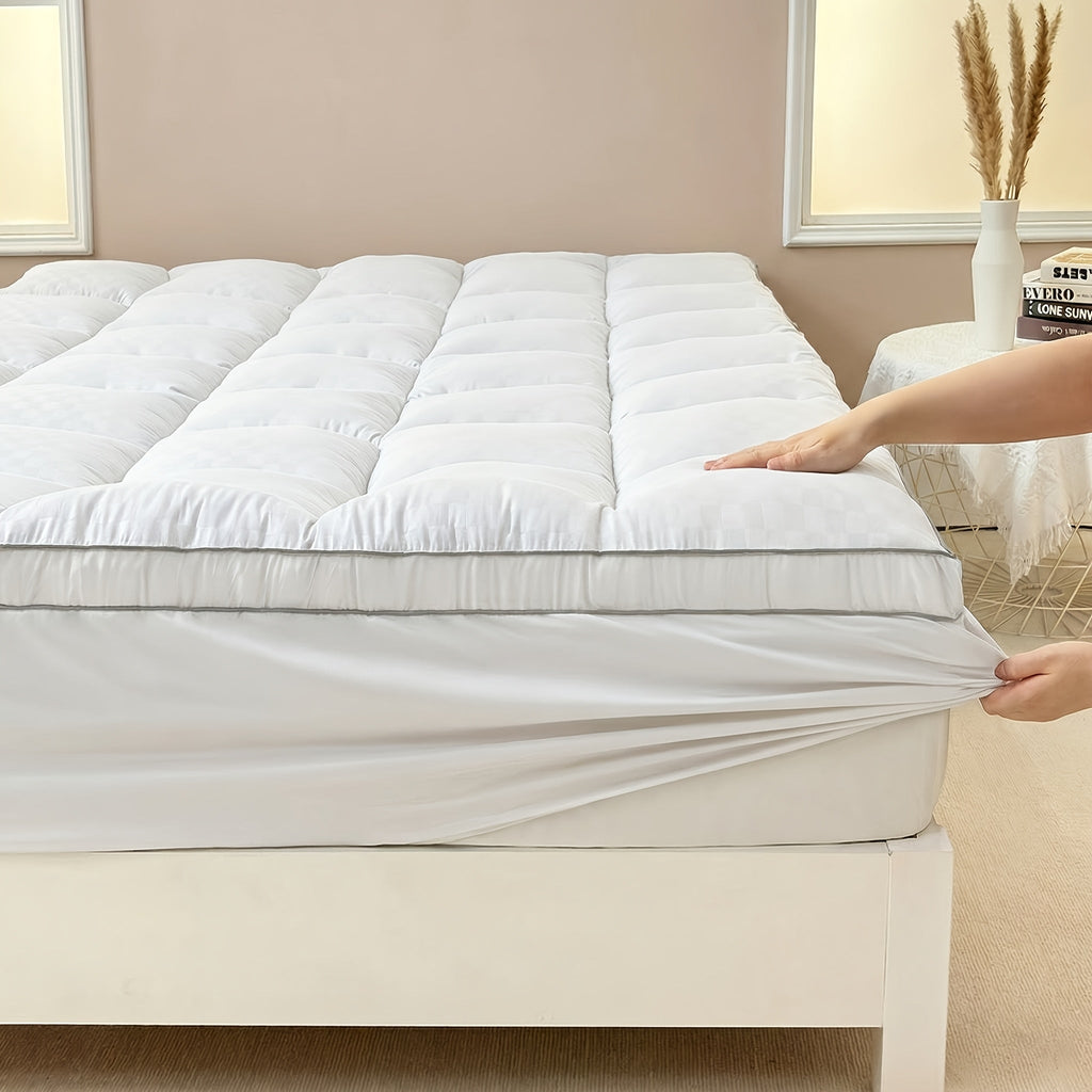 Quilted Pillow Top Mattress Topper 1000GSM Cooling - Fitted Mattress Cover Deep Pocket 8-21", Soft Mattress Protector for Twin Full Queen King Cal King